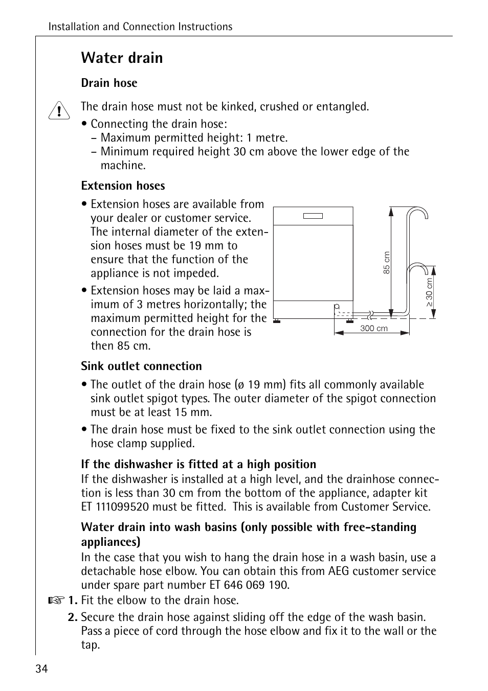 Water drain | AEG 50800 User Manual | Page 34 / 44