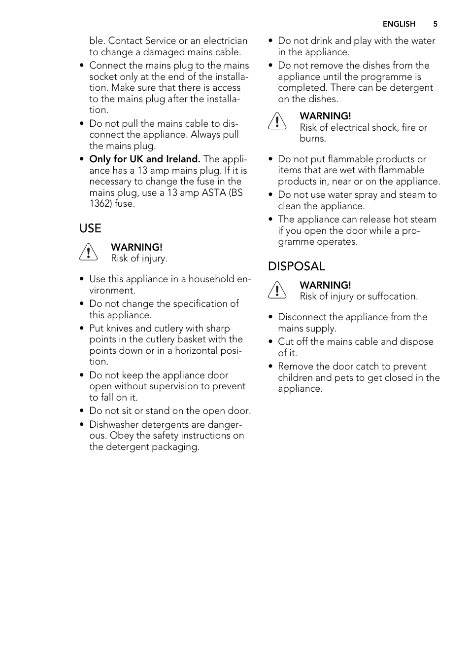 Disposal | AEG 78400 VI User Manual | Page 5 / 24