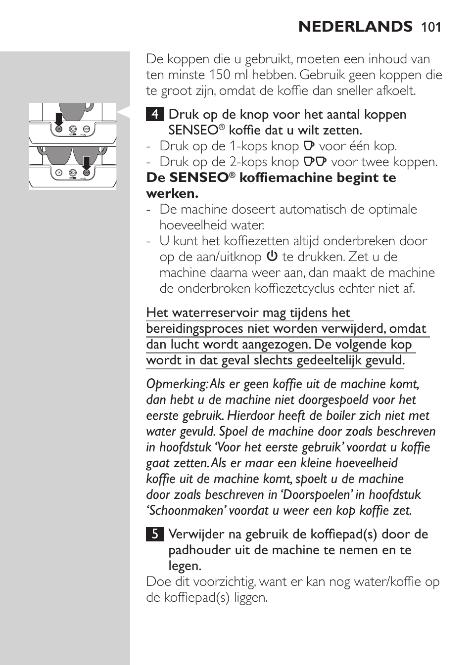 Nederlands | Philips SENSEO® Viva Café Machine à café à dosettes User Manual | Page 101 / 118