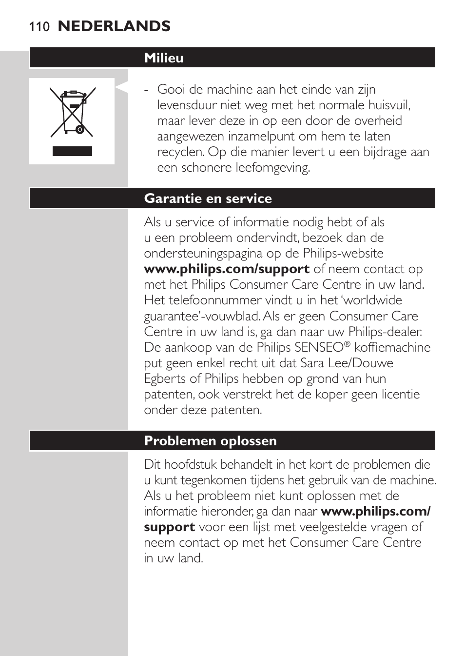 Philips SENSEO® Viva Café Machine à café à dosettes User Manual | Page 110 / 118