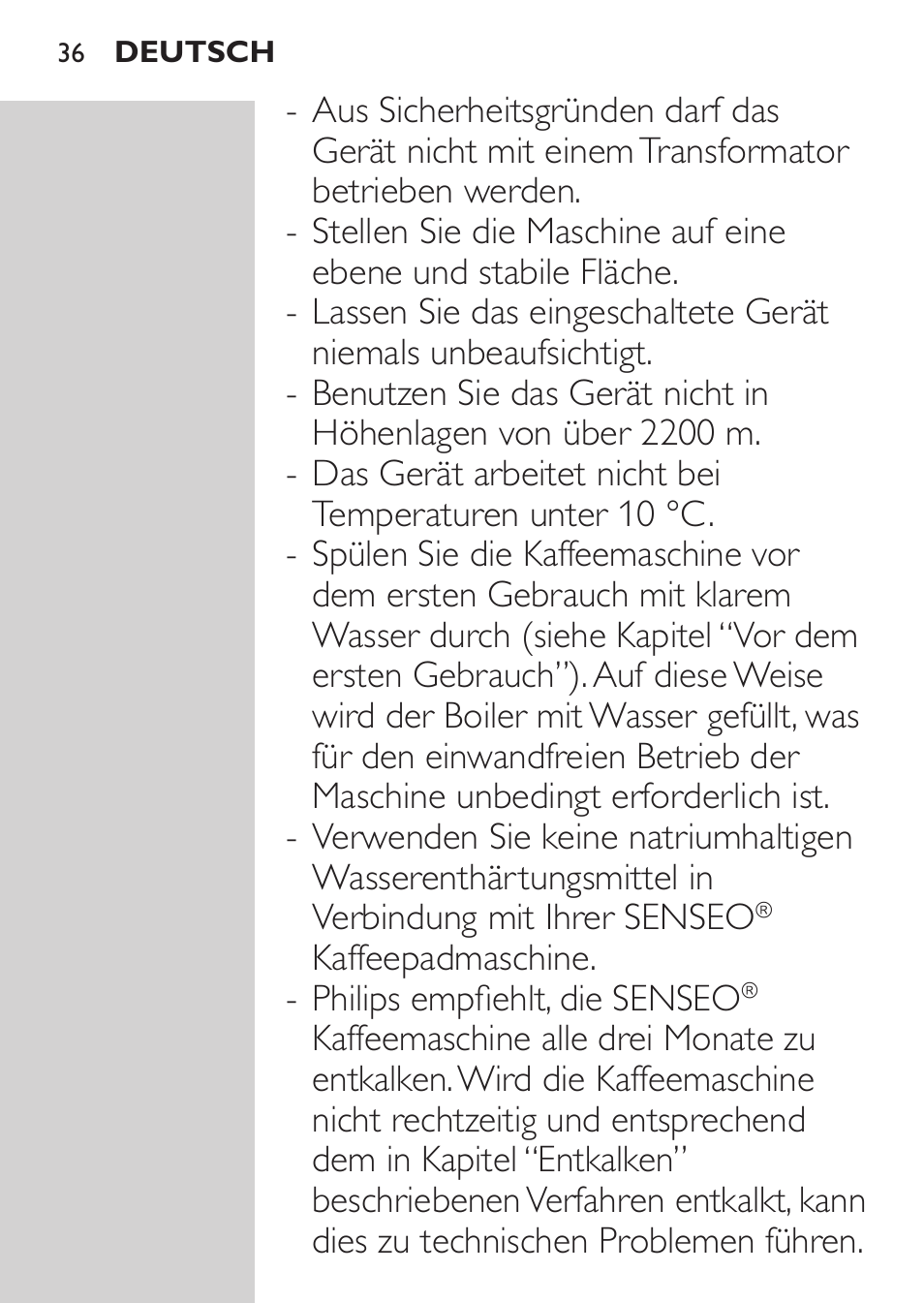 Philips SENSEO® Viva Café Machine à café à dosettes User Manual | Page 36 / 118