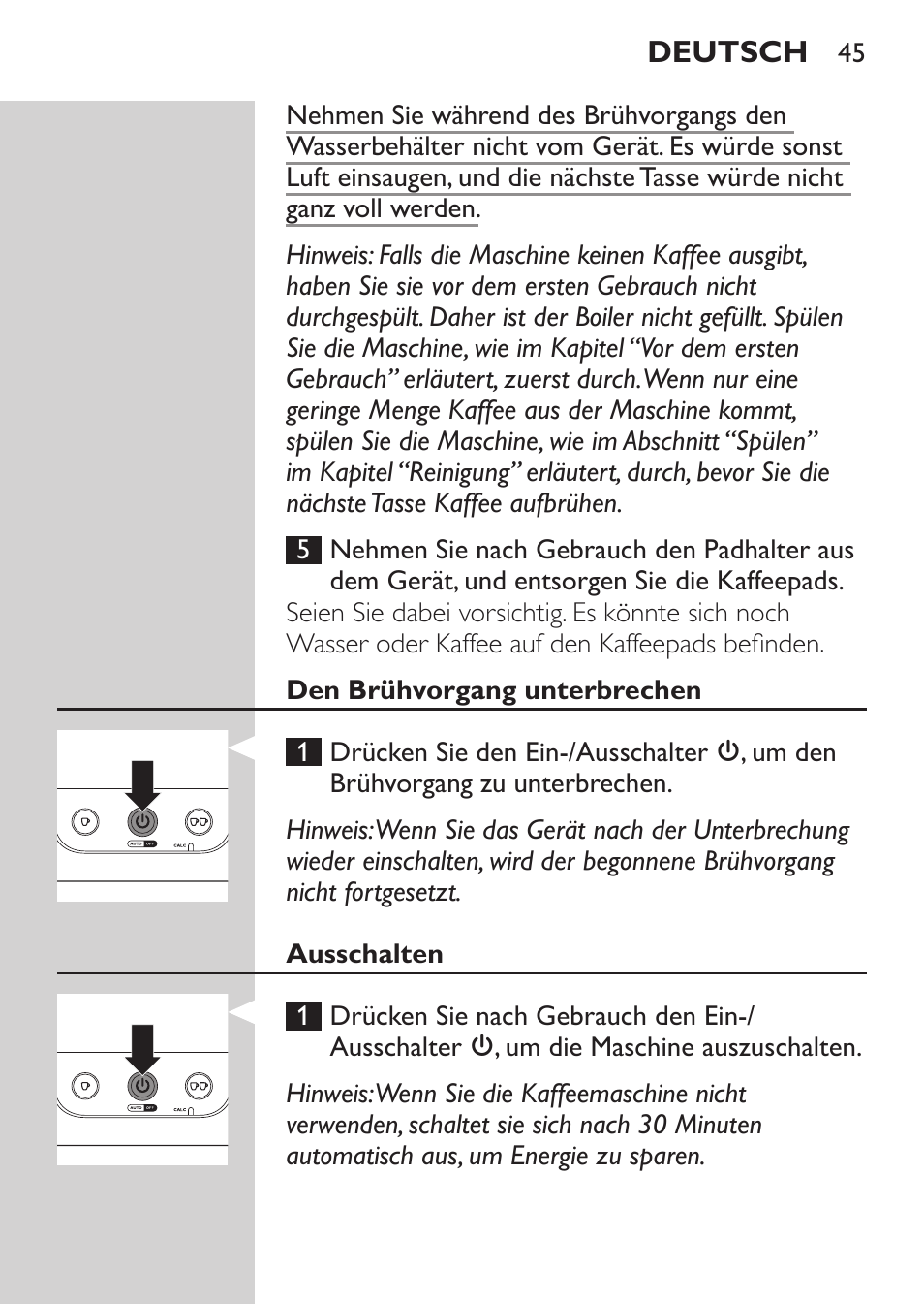 Philips SENSEO® Viva Café Machine à café à dosettes User Manual | Page 45 / 118