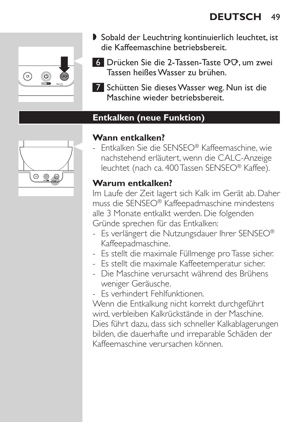 Deutsch | Philips SENSEO® Viva Café Machine à café à dosettes User Manual | Page 49 / 118