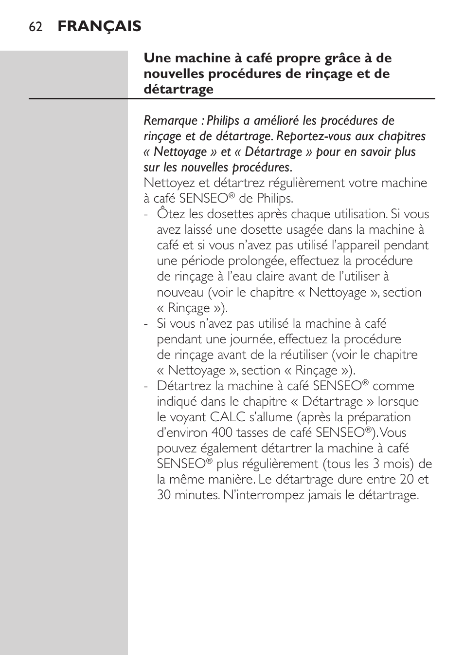 Français | Philips SENSEO® Viva Café Machine à café à dosettes User Manual | Page 62 / 118