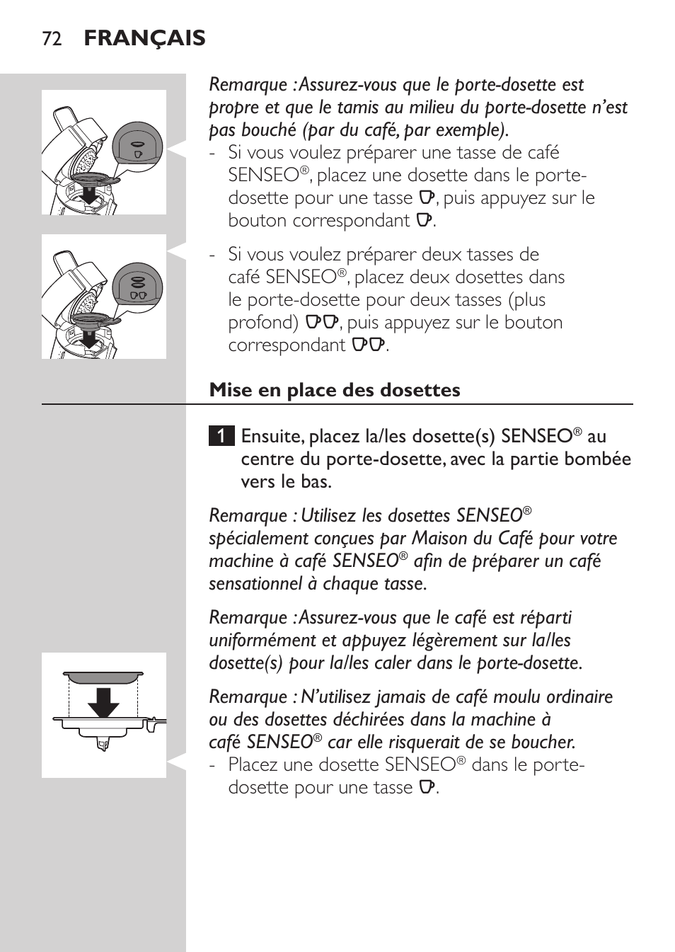 Français | Philips SENSEO® Viva Café Machine à café à dosettes User Manual | Page 72 / 118