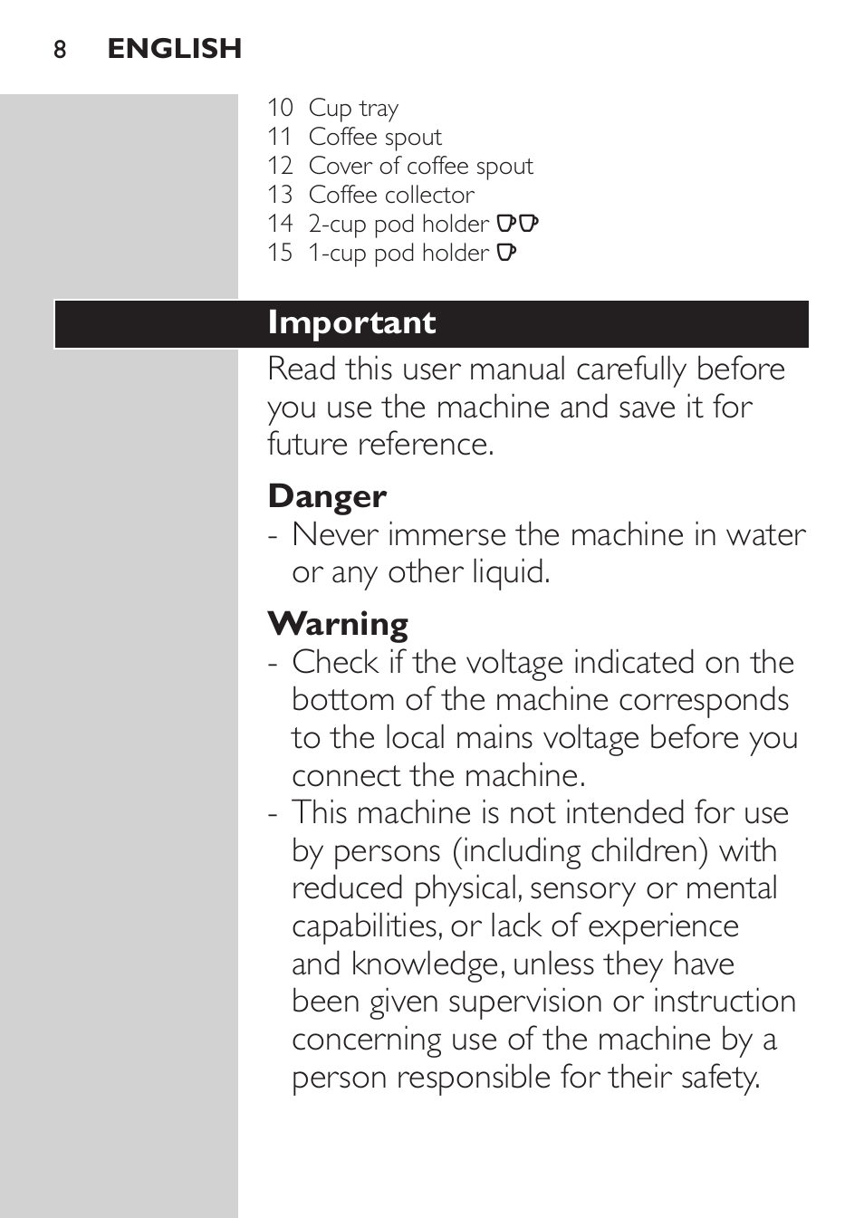 Philips SENSEO® Viva Café Machine à café à dosettes User Manual | Page 8 / 118