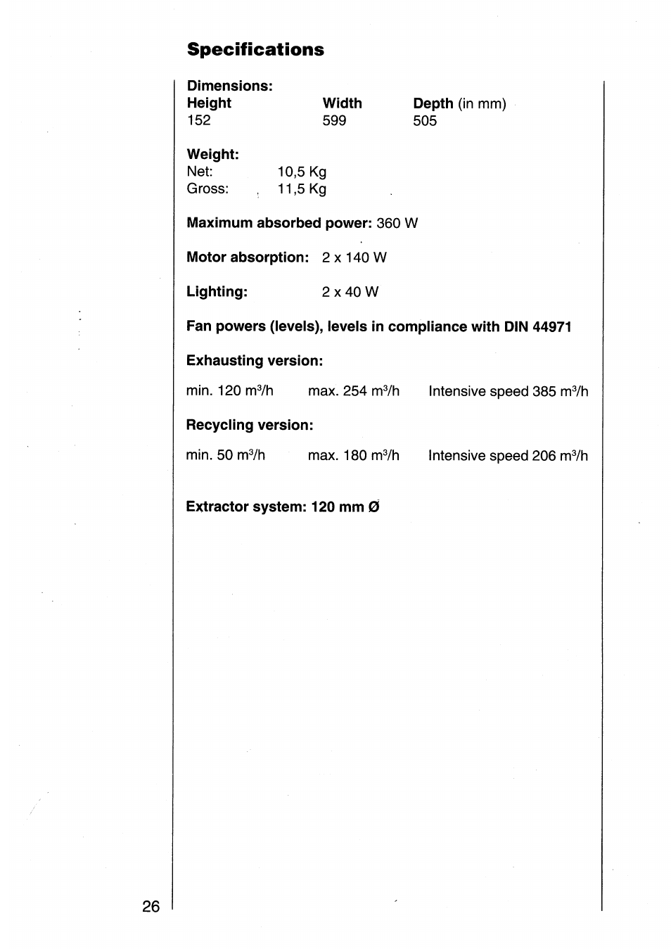 Specifications | AEG 155 D User Manual | Page 6 / 22