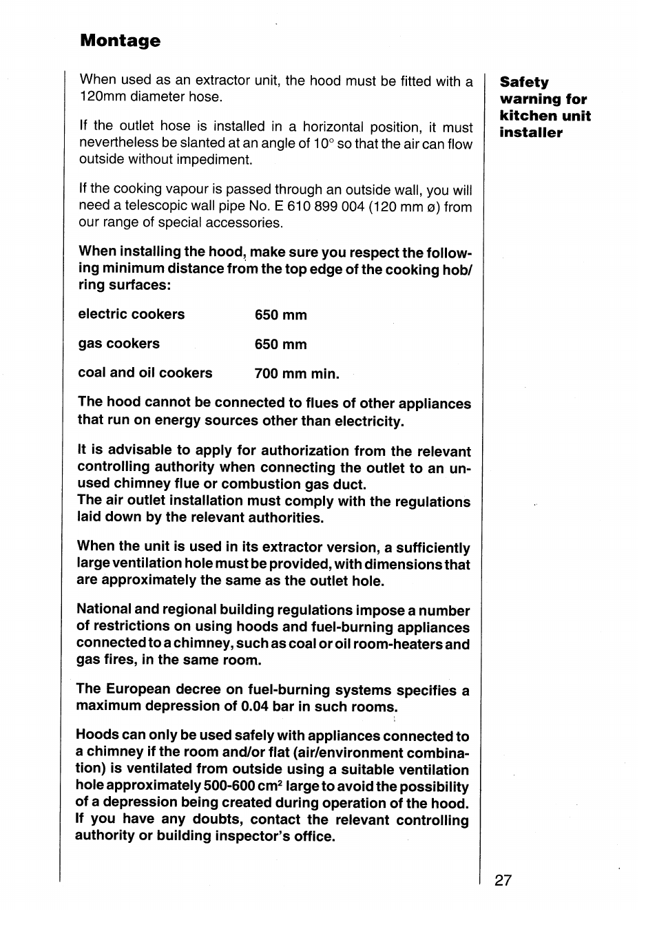 Montage | AEG 155 D User Manual | Page 7 / 22