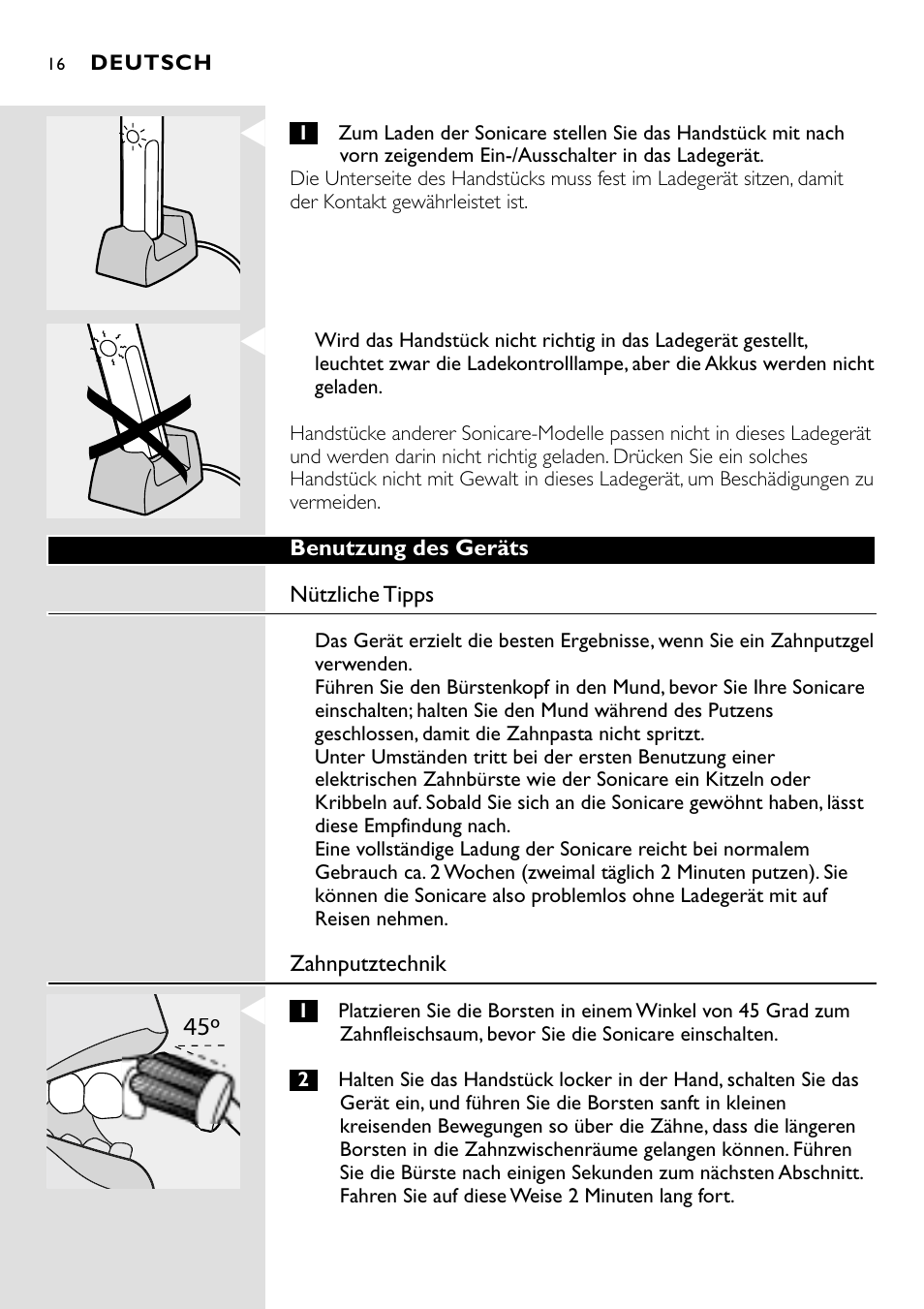 Philips Essence Brosse à dents Sonicare avec batterie User Manual | Page 16 / 84