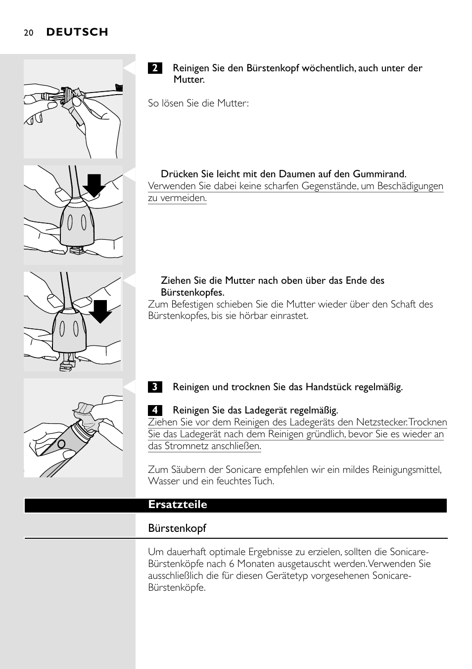 Philips Essence Brosse à dents Sonicare avec batterie User Manual | Page 20 / 84