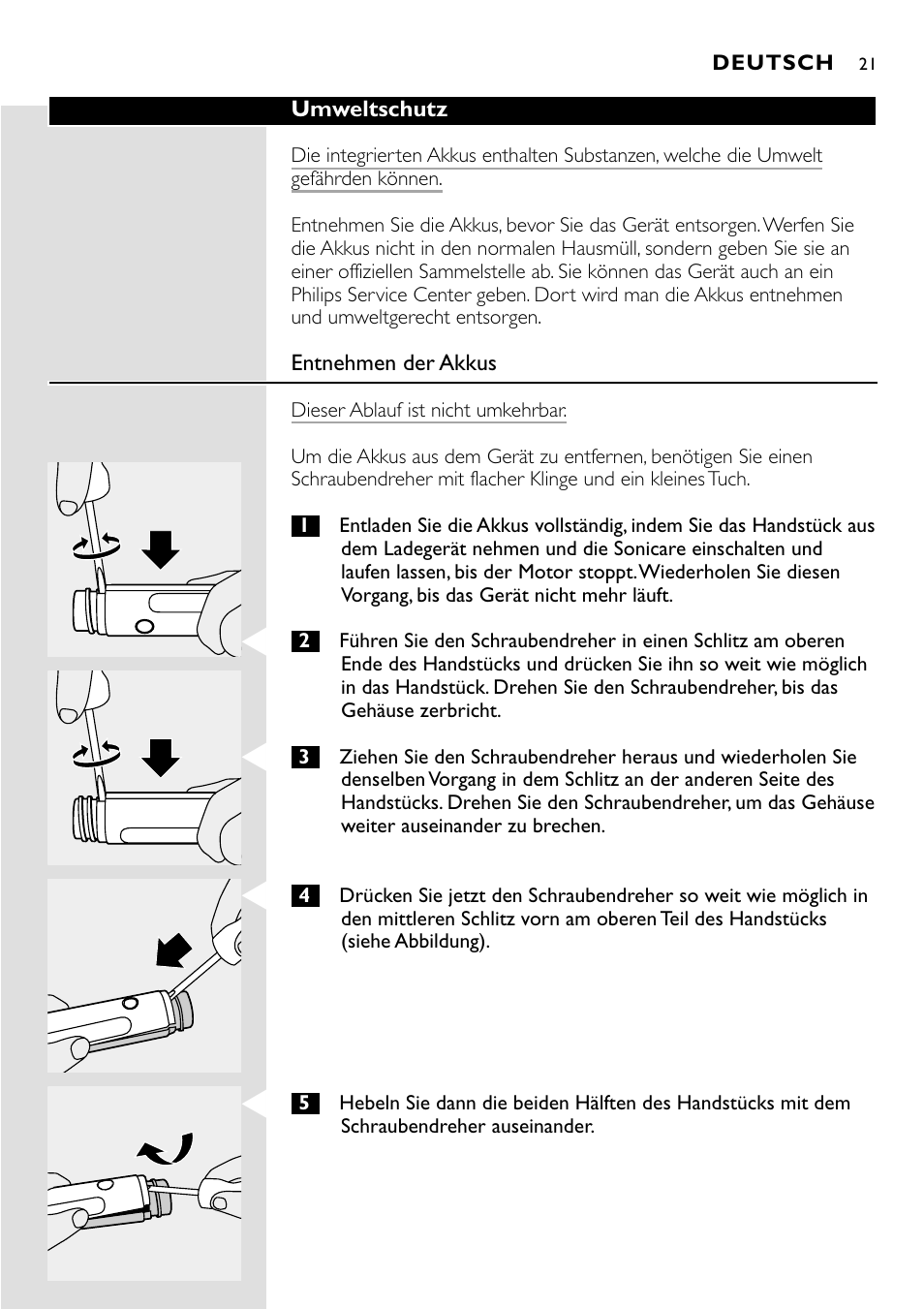 Philips Essence Brosse à dents Sonicare avec batterie User Manual | Page 21 / 84