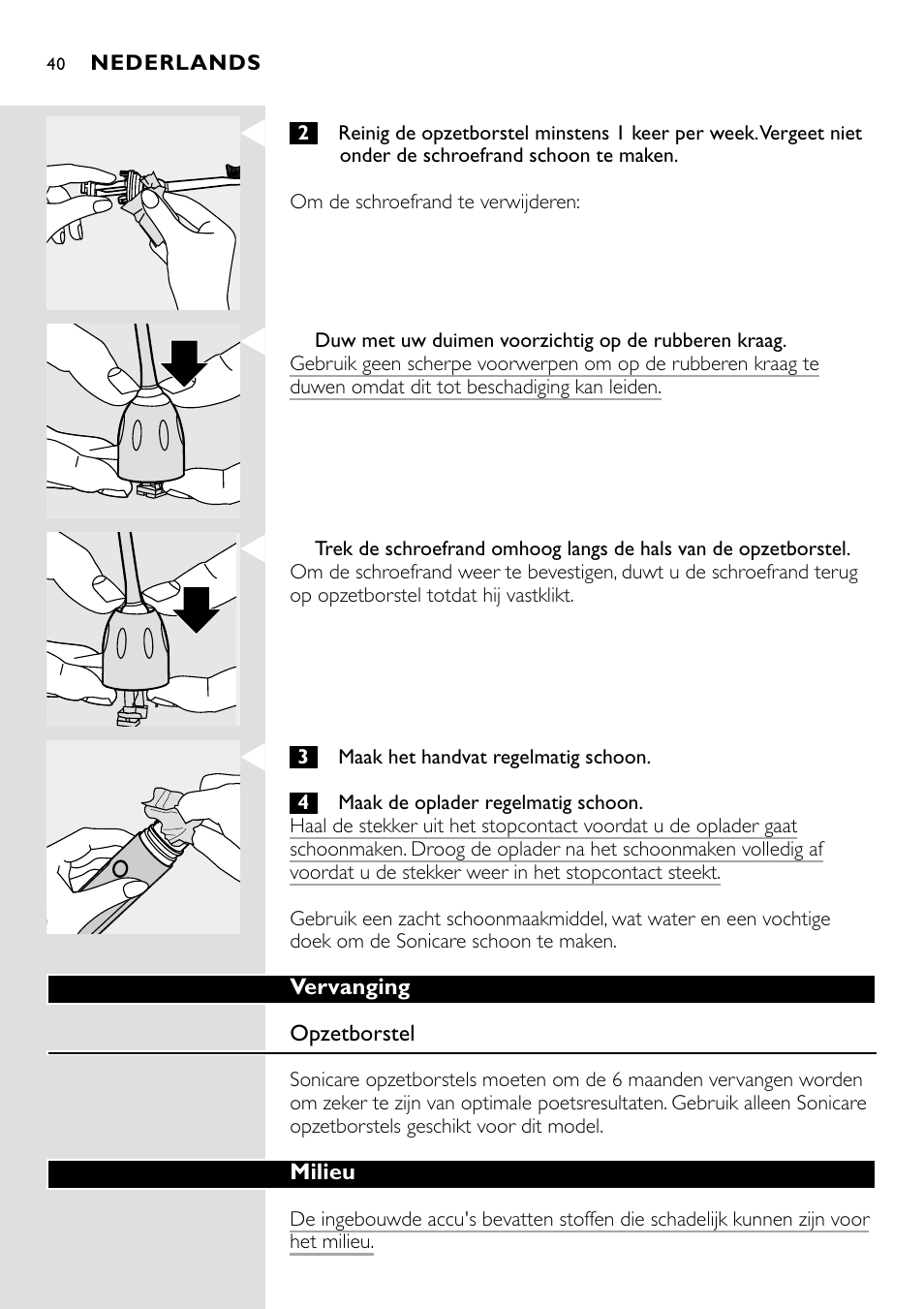 Philips Essence Brosse à dents Sonicare avec batterie User Manual | Page 40 / 84