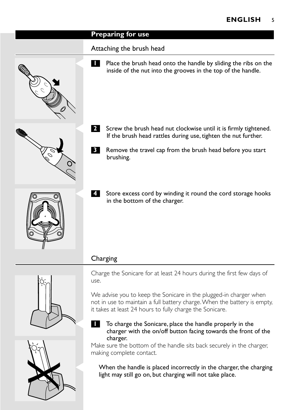 Philips Essence Brosse à dents Sonicare avec batterie User Manual | Page 5 / 84