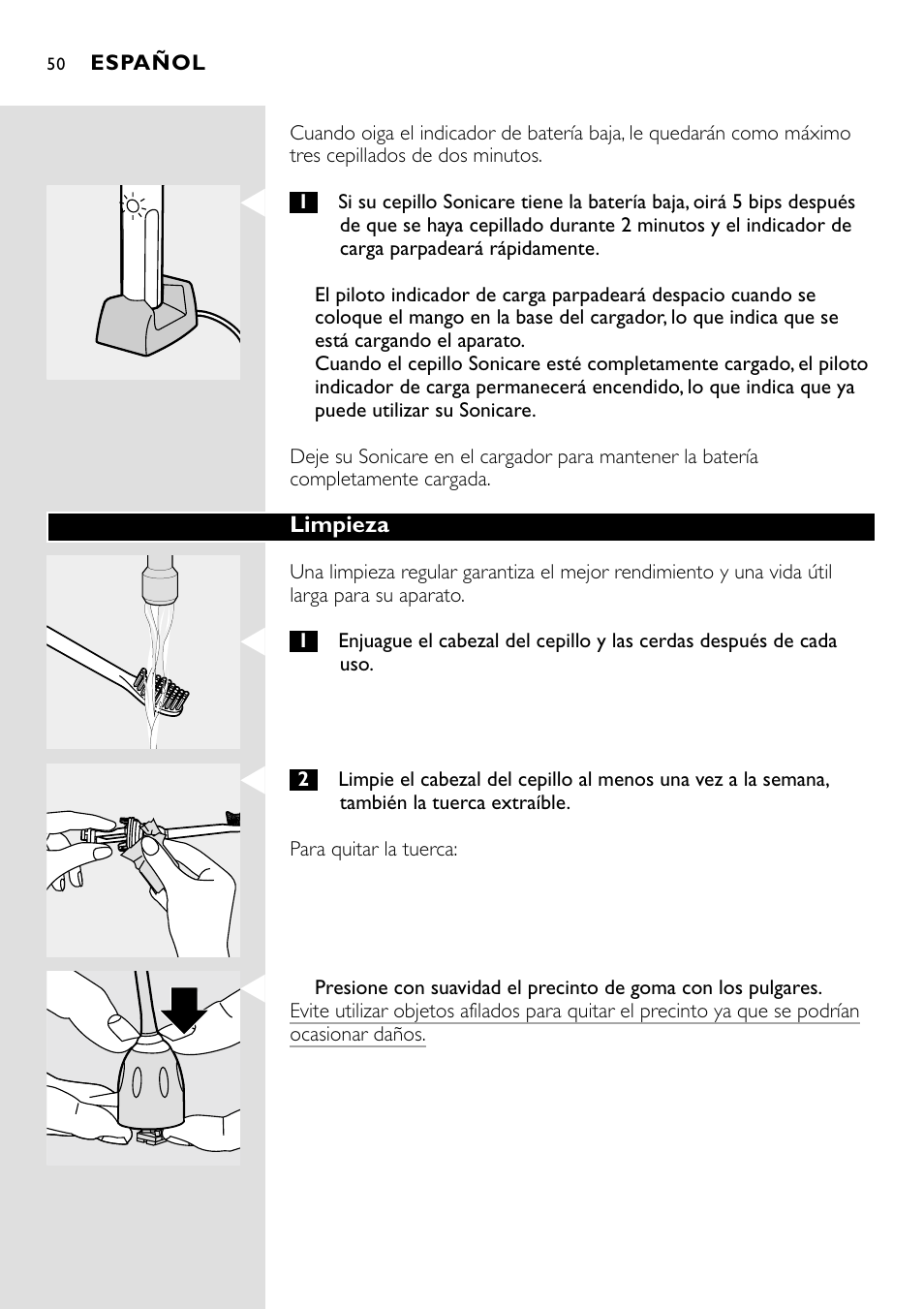 Philips Essence Brosse à dents Sonicare avec batterie User Manual | Page 50 / 84