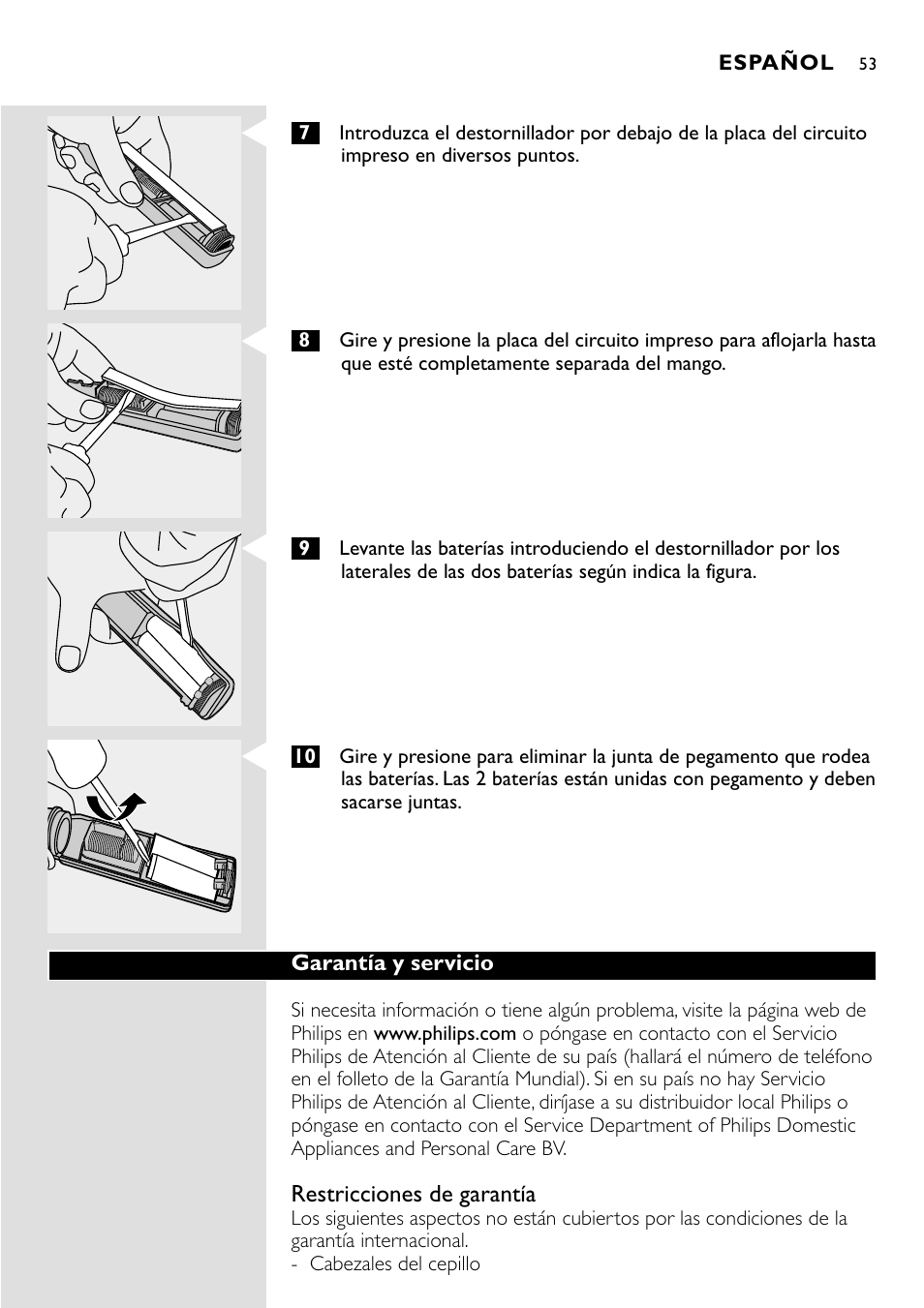 Philips Essence Brosse à dents Sonicare avec batterie User Manual | Page 53 / 84