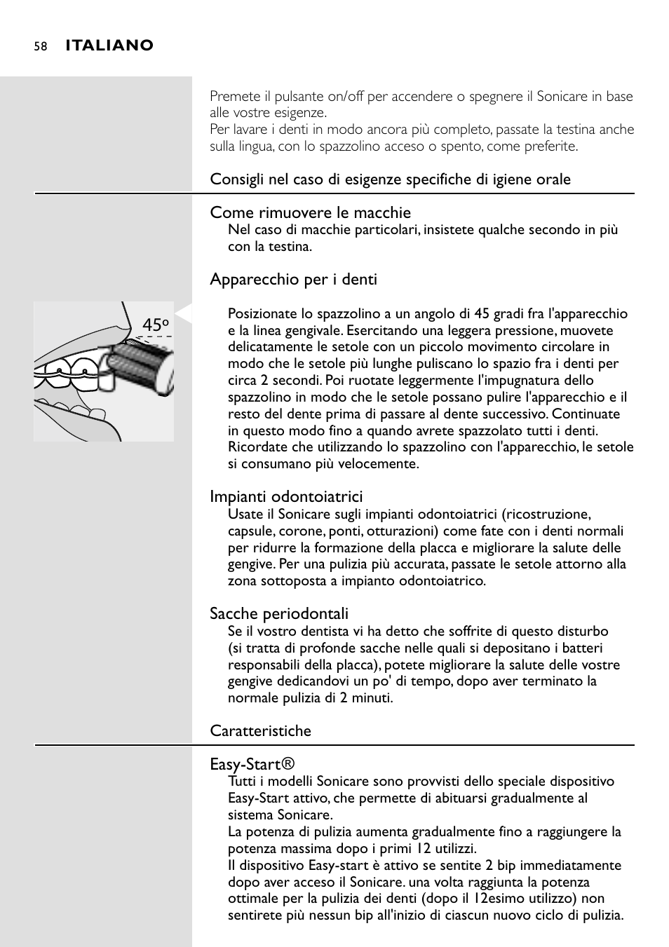 Philips Essence Brosse à dents Sonicare avec batterie User Manual | Page 58 / 84