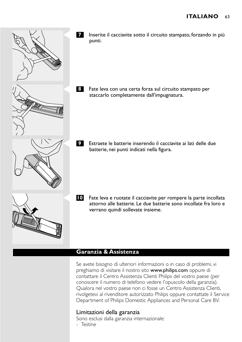 Philips Essence Brosse à dents Sonicare avec batterie User Manual | Page 63 / 84