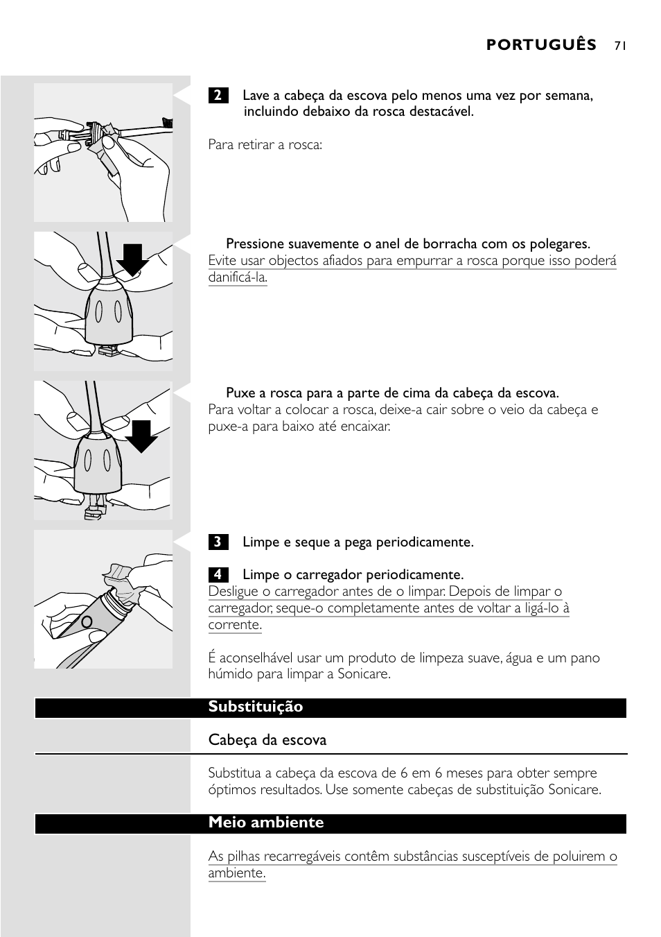 Philips Essence Brosse à dents Sonicare avec batterie User Manual | Page 71 / 84
