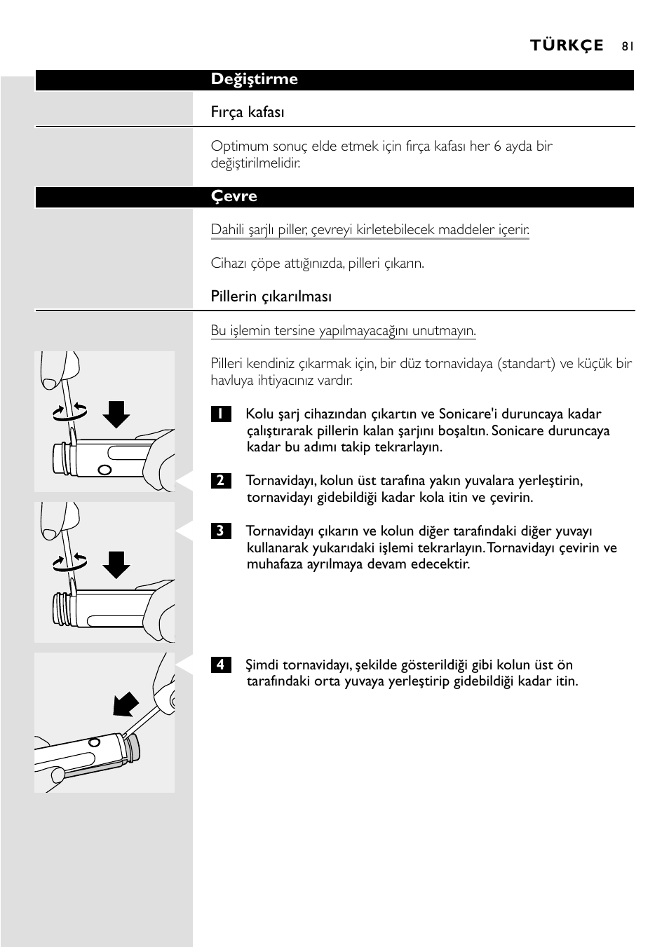 Philips Essence Brosse à dents Sonicare avec batterie User Manual | Page 81 / 84