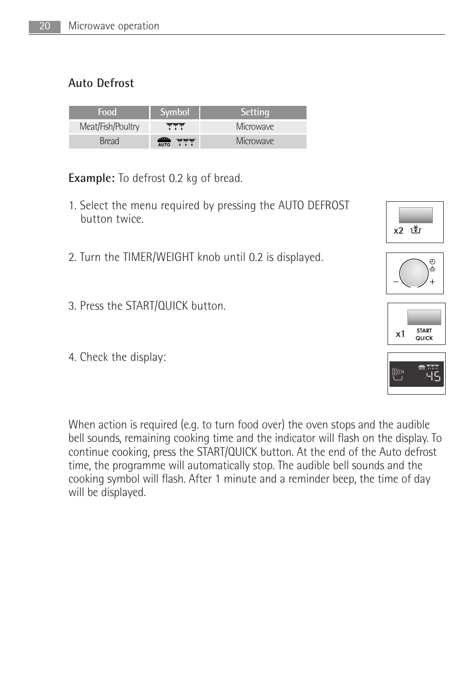 20 microwave operation | AEG MCD2662E User Manual | Page 20 / 44