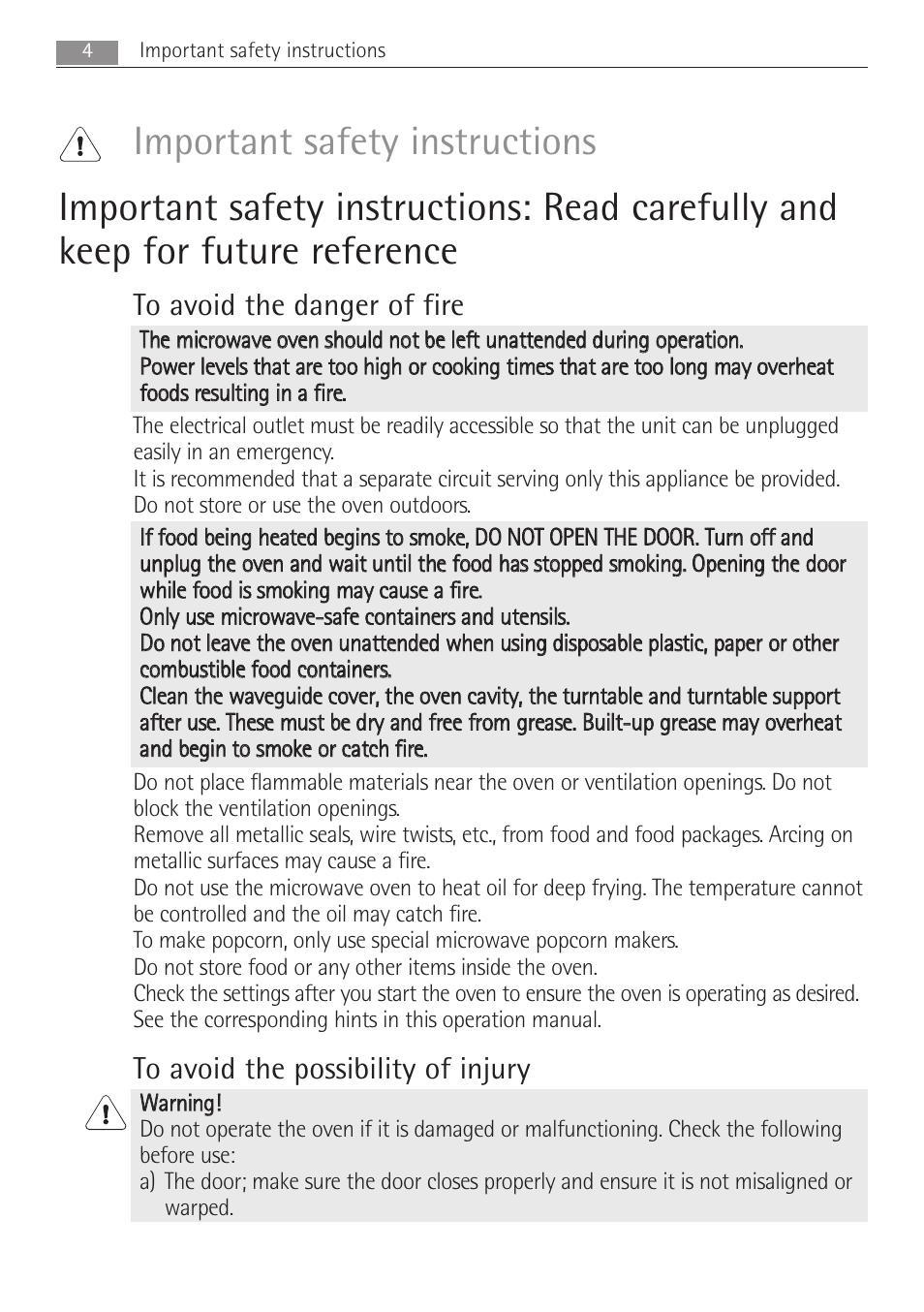 AEG MCD2662E User Manual | Page 4 / 44