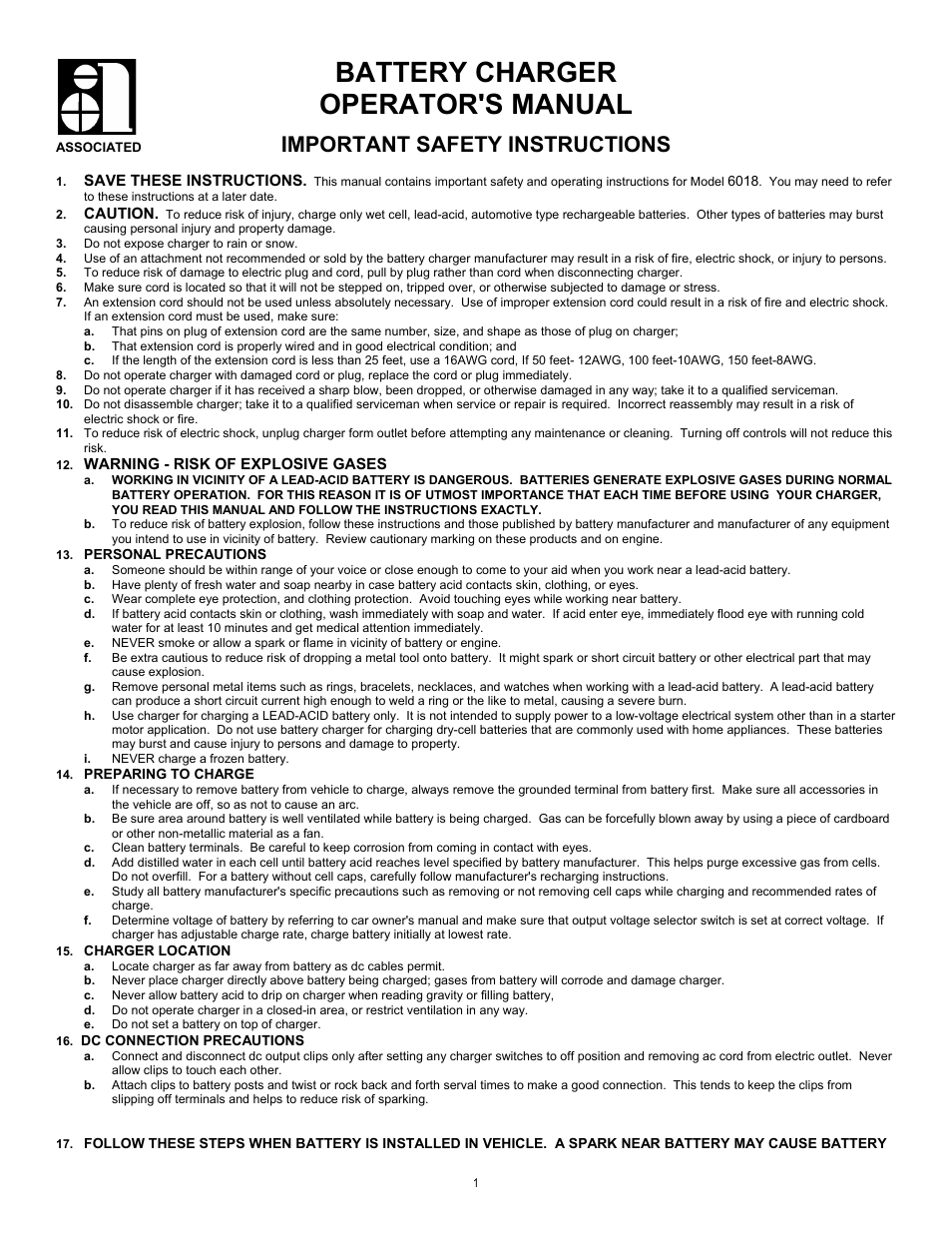Associated Equipment W2224 User Manual | 13 pages