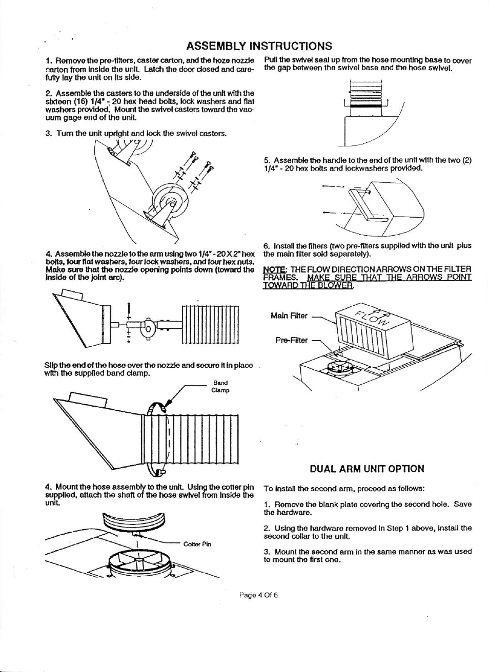 Assembly instructions, Dual arm unft option | Associated Equipment 73-600 User Manual | Page 4 / 6