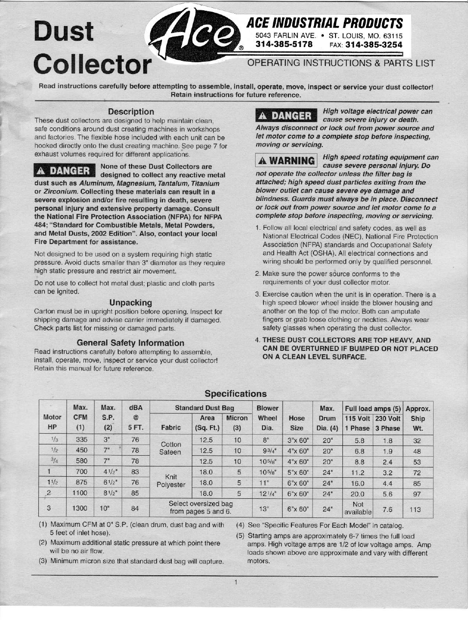 Associated Equipment 3HP User Manual | 8 pages
