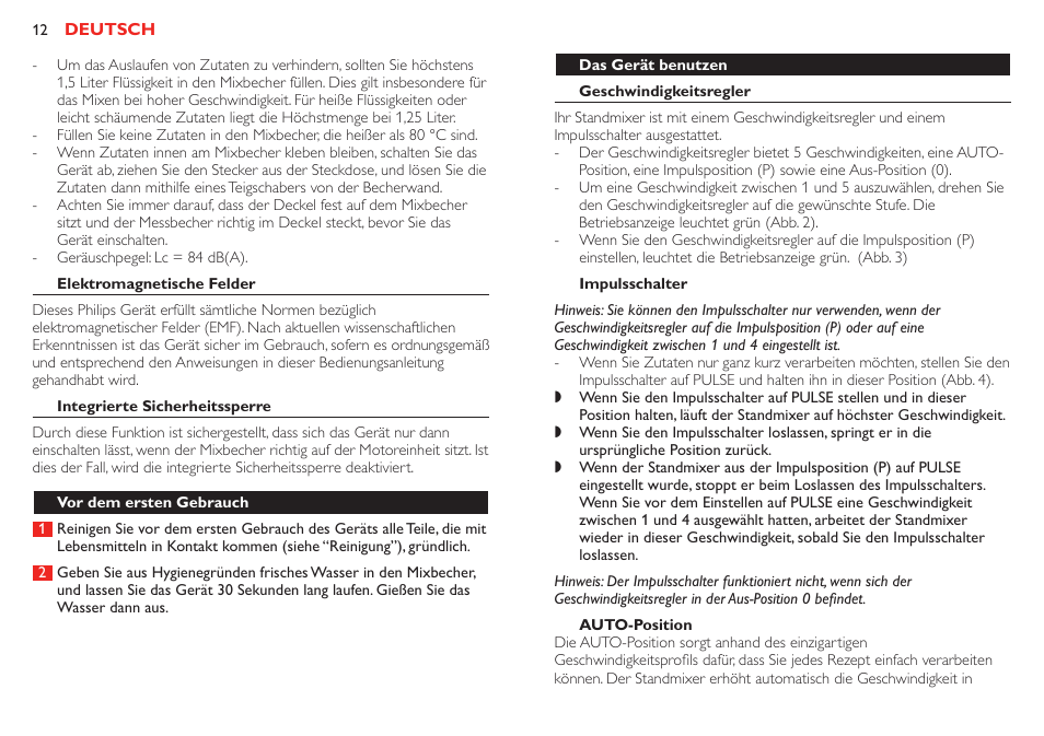 Achtung | Philips Robust Collection Blender User Manual | Page 12 / 32
