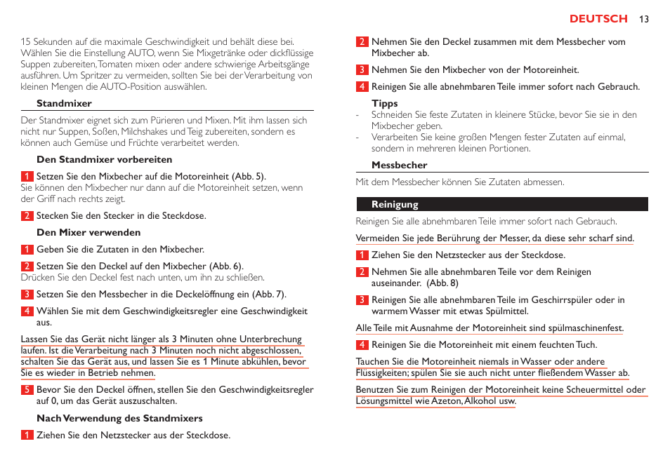 Elektromagnetische felder, Integrierte sicherheitssperre, Vor dem ersten gebrauch | Das gerät benutzen, Geschwindigkeitsregler | Philips Robust Collection Blender User Manual | Page 13 / 32