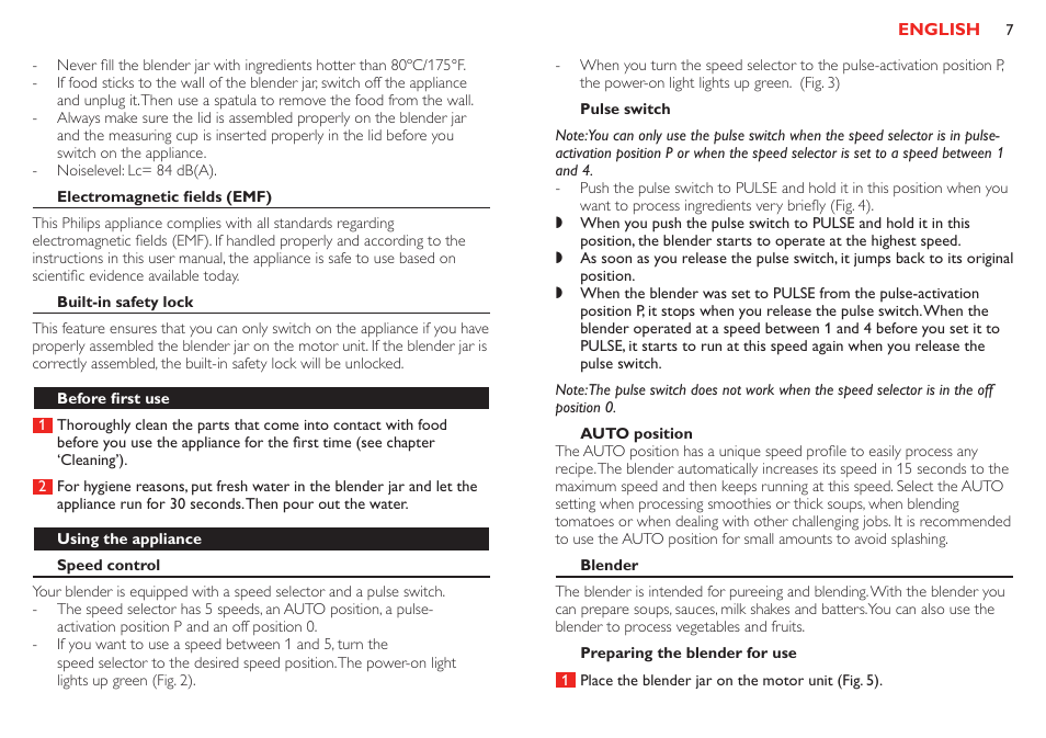 Caution | Philips Robust Collection Blender User Manual | Page 7 / 32