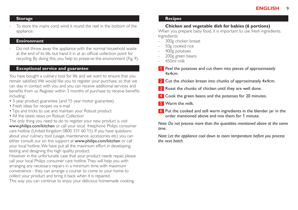Pulse switch, Auto position, Blender | Preparing the blender for use | Philips Robust Collection Blender User Manual | Page 9 / 32
