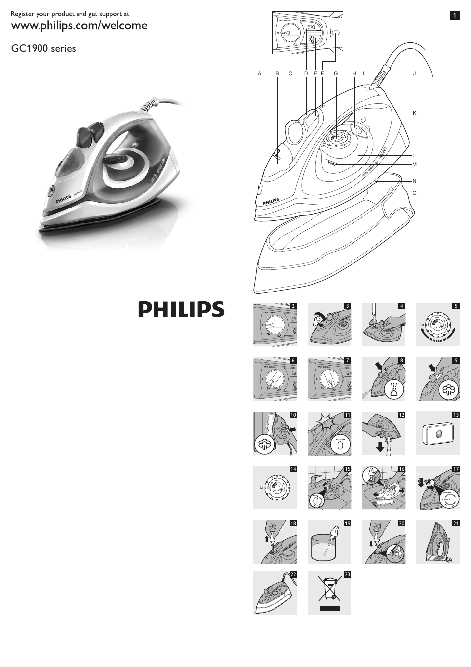 Philips 1900 series Fer vapeur User Manual | 13 pages