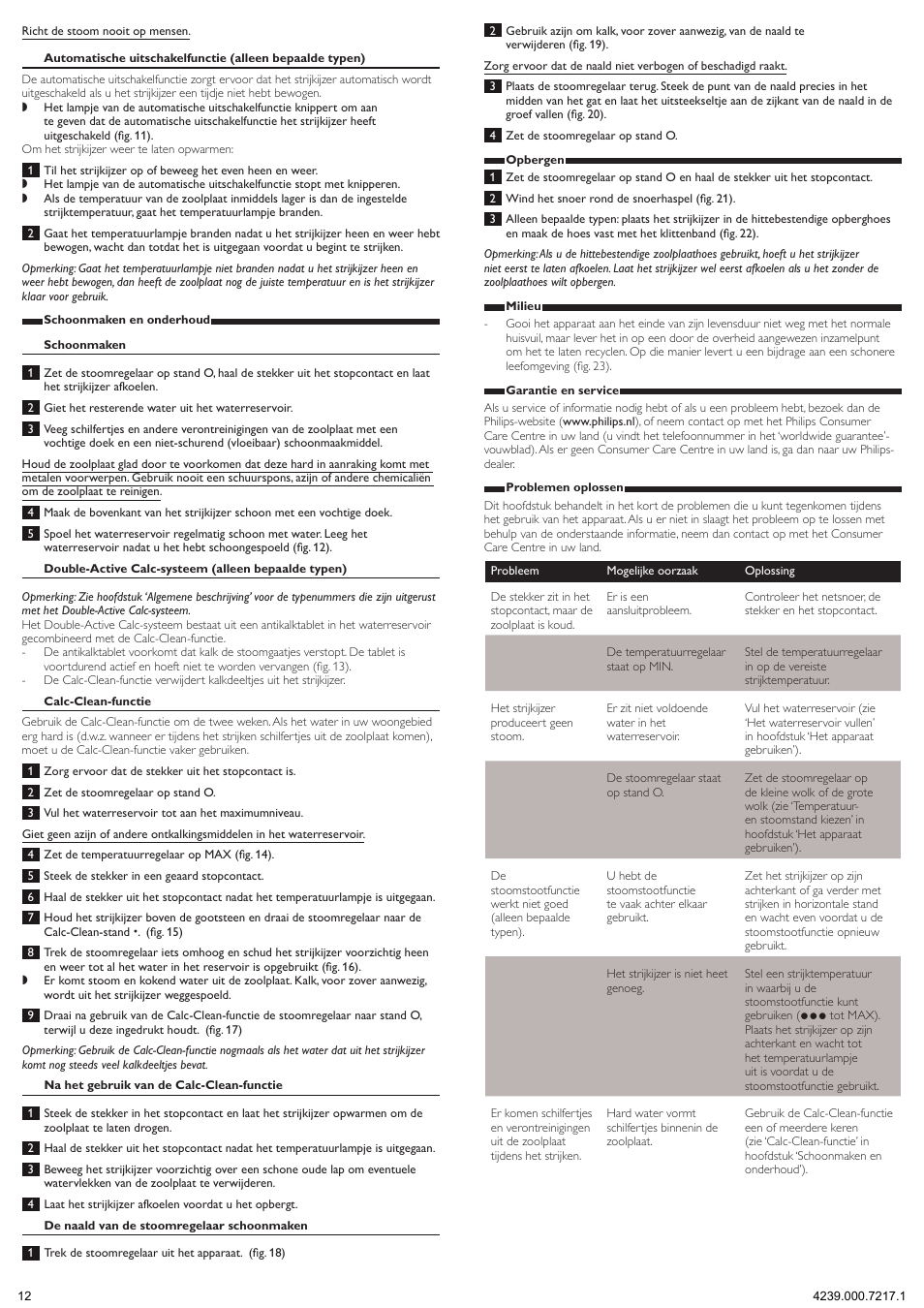 Philips 1900 series Fer vapeur User Manual | Page 12 / 13