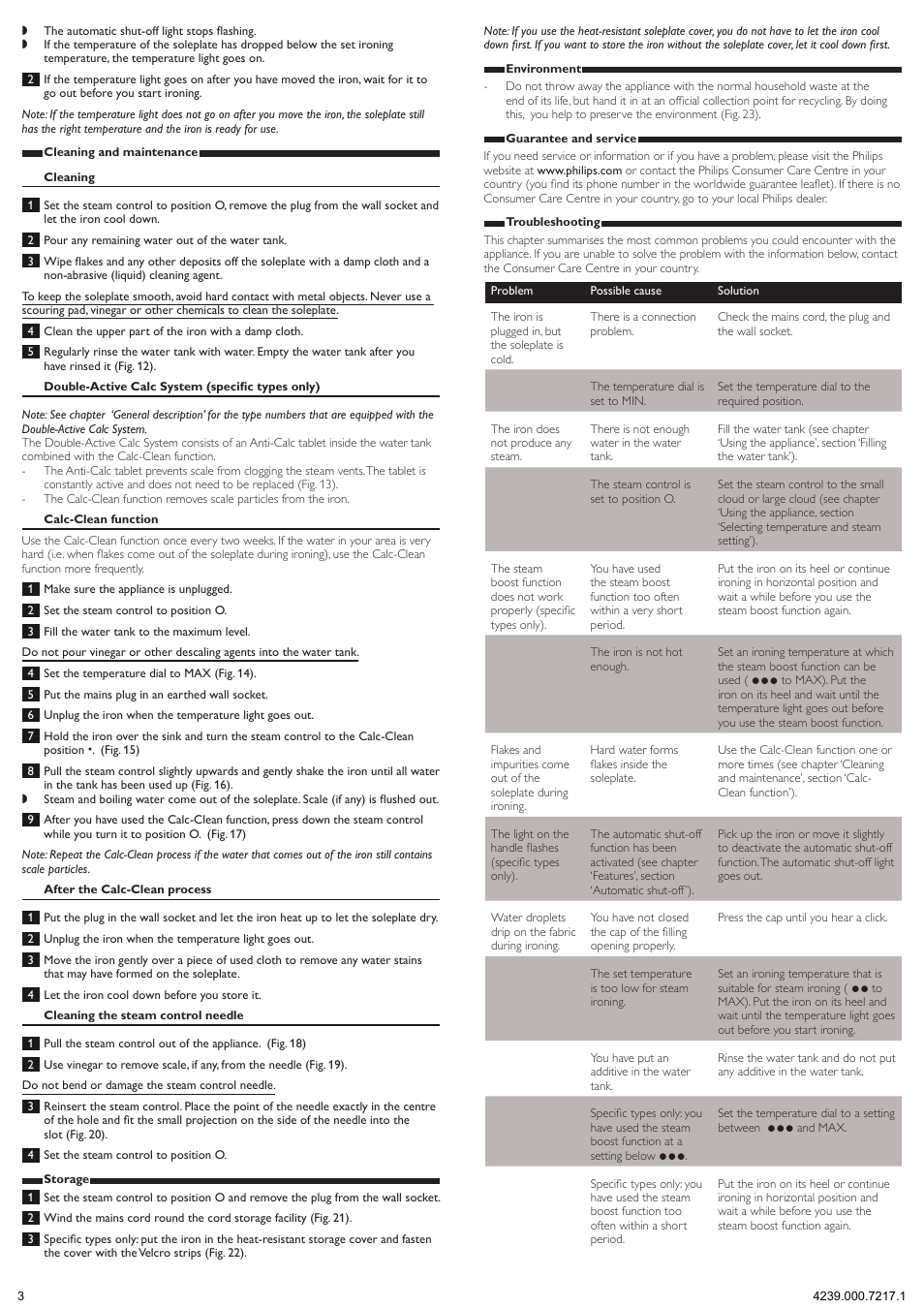 Philips 1900 series Fer vapeur User Manual | Page 3 / 13
