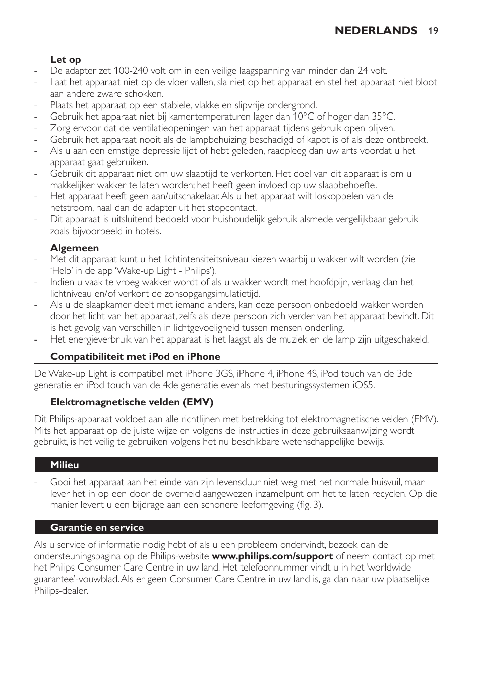 Philips Éveil Lumière User Manual | Page 19 / 28