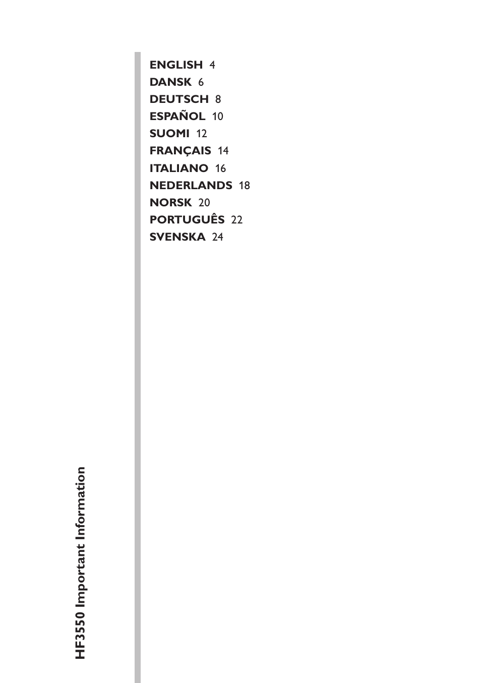 Table of content | Philips Éveil Lumière User Manual | Page 3 / 28