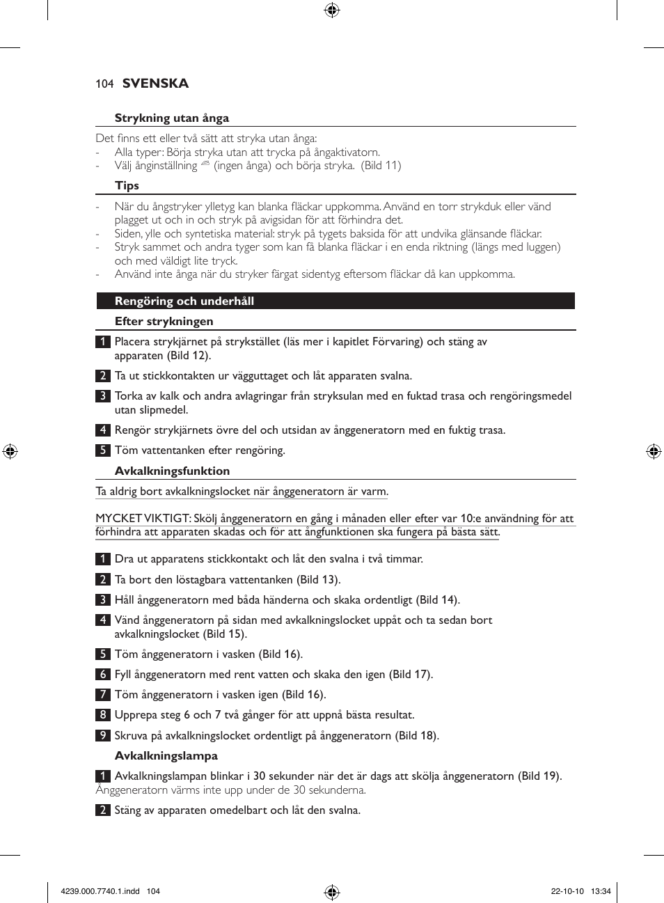 Philips Centrale vapeur haute pression User Manual | Page 104 / 120