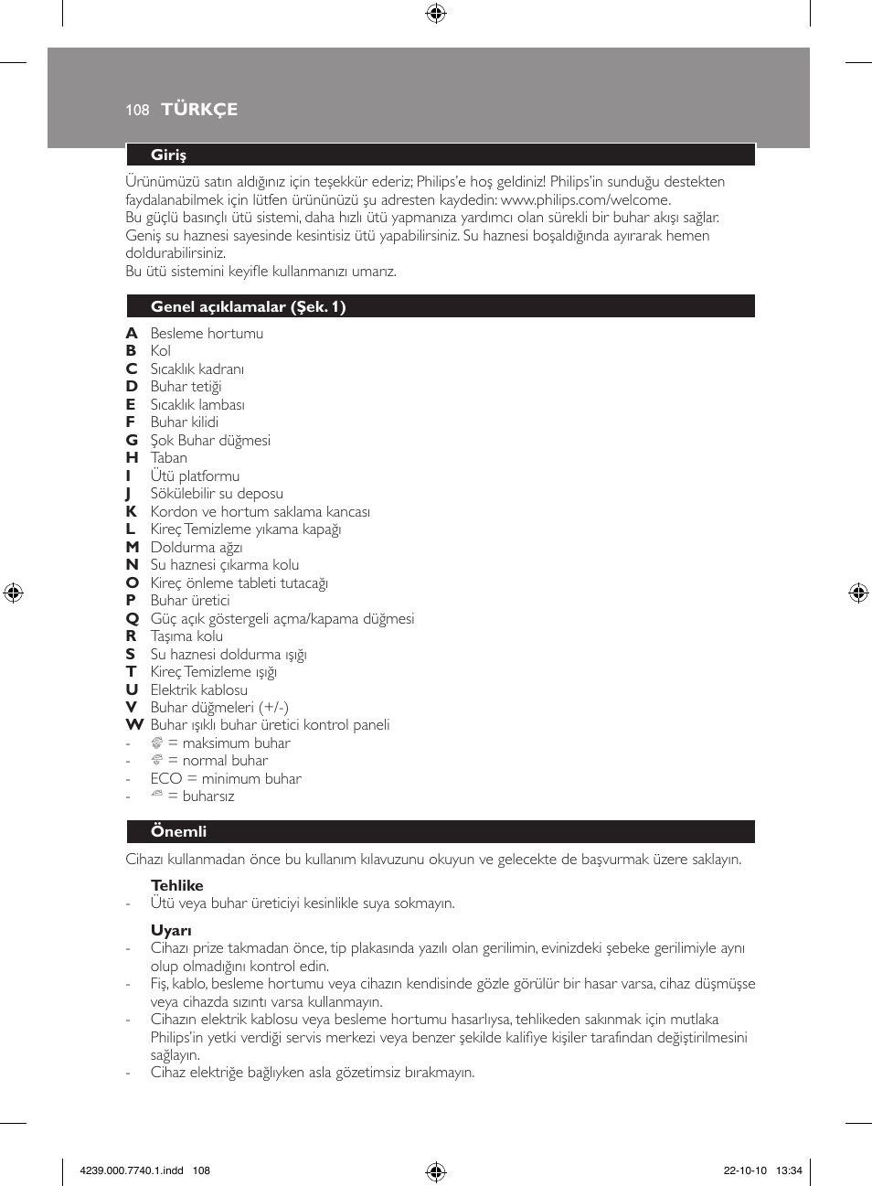 Philips Centrale vapeur haute pression User Manual | Page 108 / 120