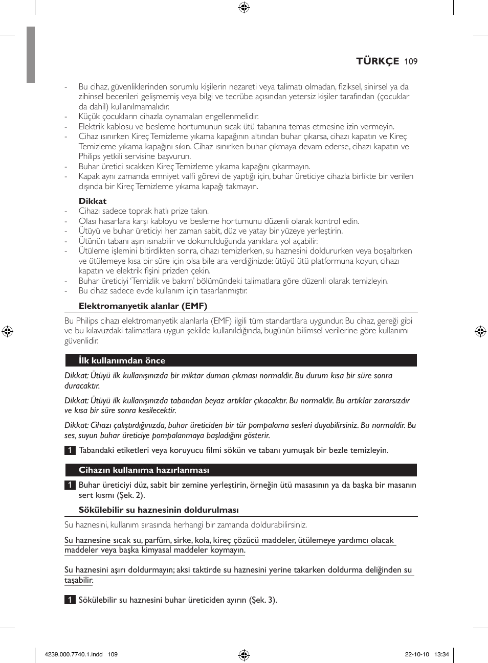 Philips Centrale vapeur haute pression User Manual | Page 109 / 120