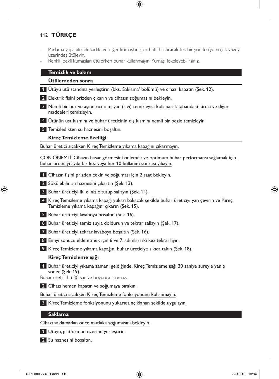 Philips Centrale vapeur haute pression User Manual | Page 112 / 120