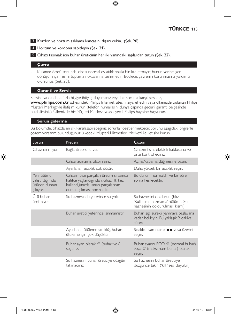 Philips Centrale vapeur haute pression User Manual | Page 113 / 120