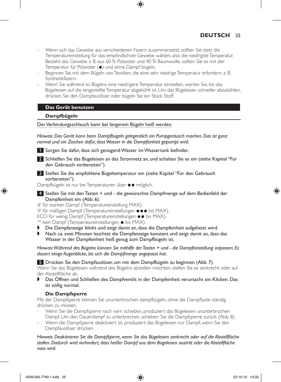 Philips Centrale vapeur haute pression User Manual | Page 25 / 120