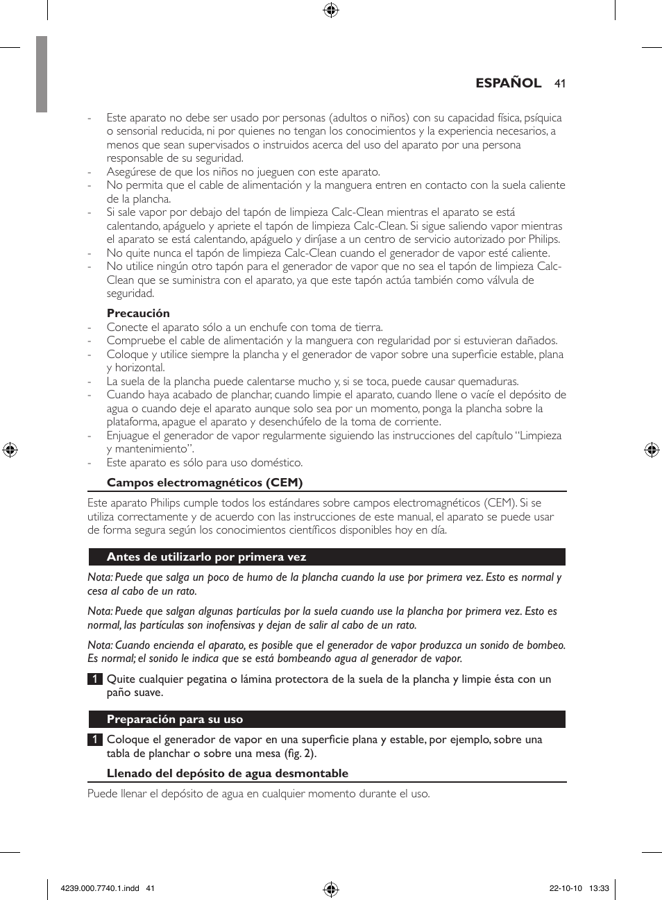 Philips Centrale vapeur haute pression User Manual | Page 41 / 120