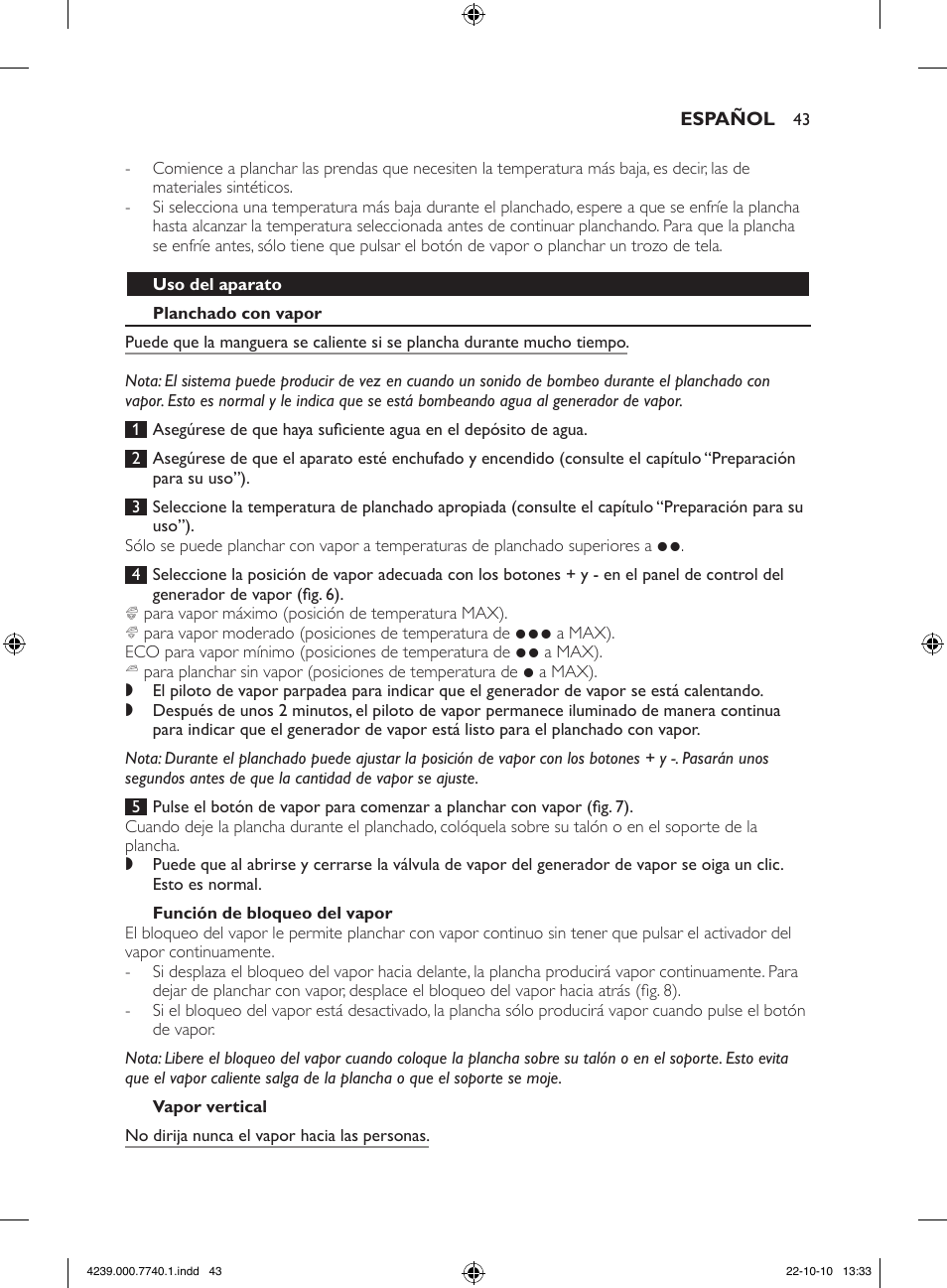 Philips Centrale vapeur haute pression User Manual | Page 43 / 120