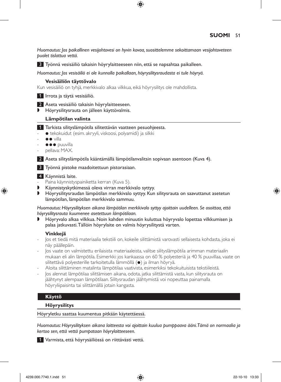 Philips Centrale vapeur haute pression User Manual | Page 51 / 120