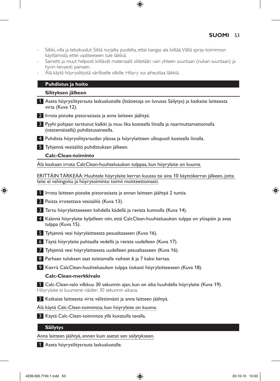 Philips Centrale vapeur haute pression User Manual | Page 53 / 120