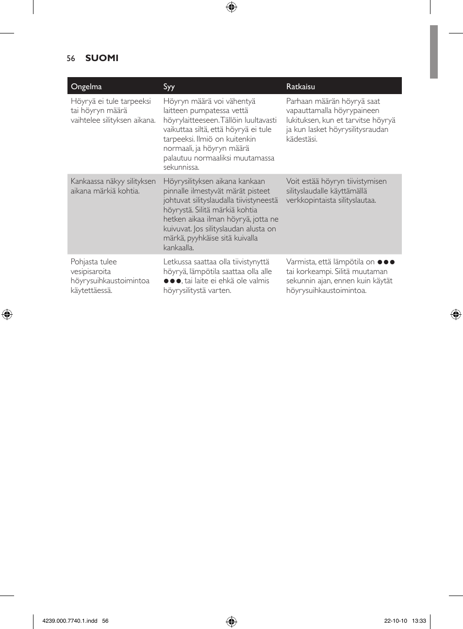 Philips Centrale vapeur haute pression User Manual | Page 56 / 120