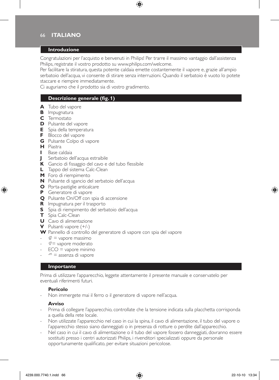 Philips Centrale vapeur haute pression User Manual | Page 66 / 120