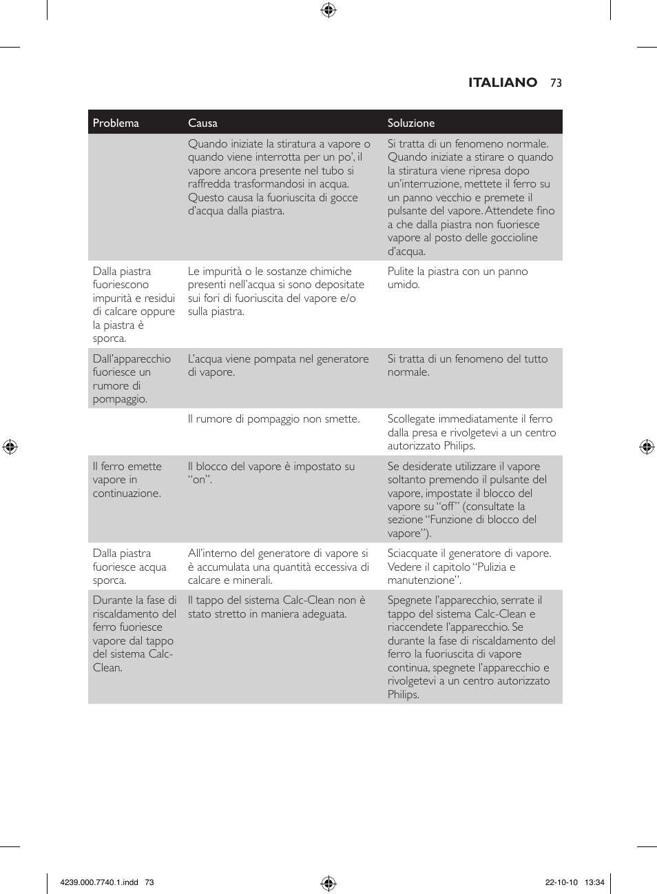 Philips Centrale vapeur haute pression User Manual | Page 73 / 120